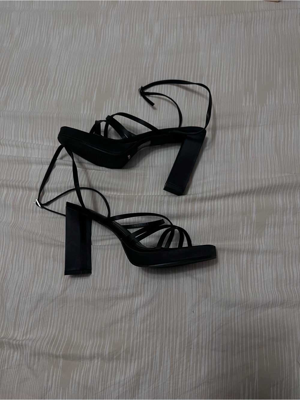 Black Strappy Block Heel Sandals - Women